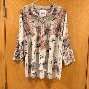 Johnny Was BIYA Women's Silk Embroidered Bohemian Top